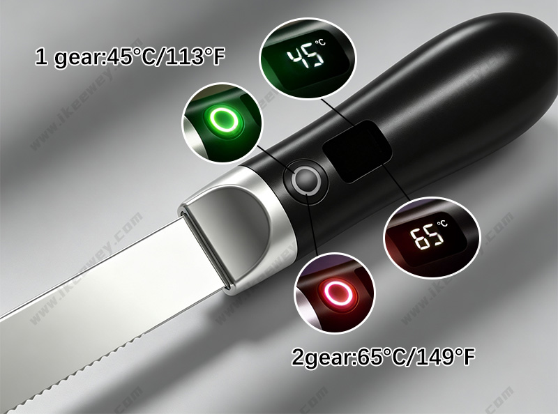 N3 heated butter knife with digital display and dual temperature control